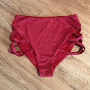 Luna Polewear red cut out shorts for dance, pole